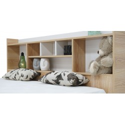 Neo Bed 150x190 cm MDF Oak and White