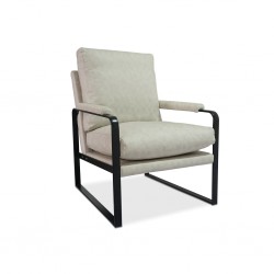 Juliette Arm Chair in Leather Gel Stone Col Fabric