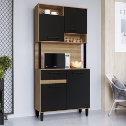 Hestinna Kitchen Cabinet Dakar/Black 4Drs & 1Drawer