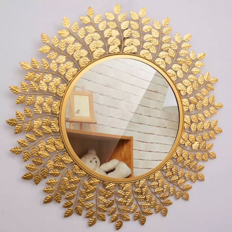 Wall Mirror Round Diameter 90 cm Metal Gold Finish JCMN6201