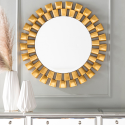 Wall Mirror Round Diameter 90 cm MDF - Gold Finish JC-MN6212