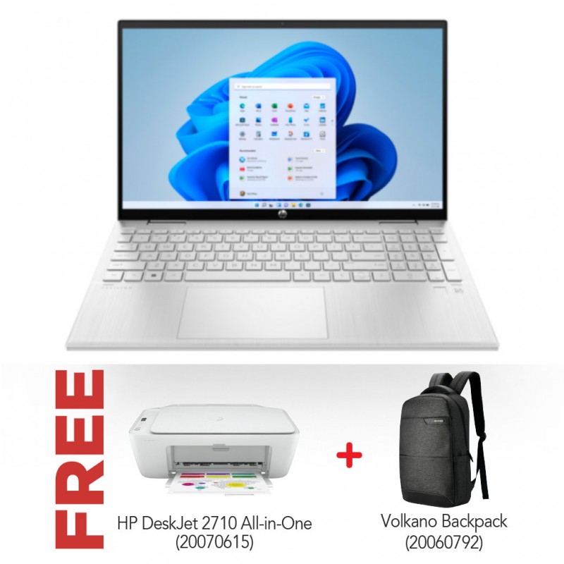 HP15 Core i3-1115G4 Silver 67P14EA/BH5 + Free HP DeskJet 2710 All-in-One (Wireless) & Volkano Laptop Backpack VK-7137