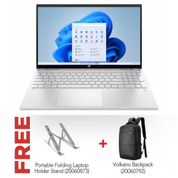HP Pavilion X360 Core i5-1135G7 Silver & Free Volkano Laptop Backpack VK-7137 + Charmount Portable Folding Laptop Holder Stand