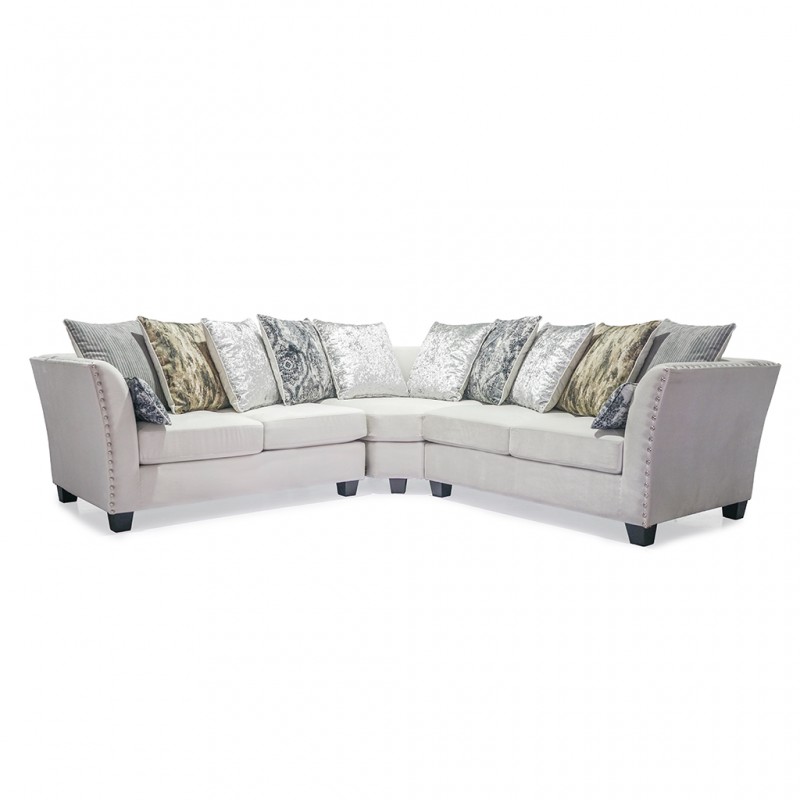 Marco Sofa Corner Silver Grey Fabric W/12 Cushions