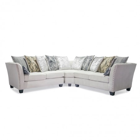 Marco Sofa Corner Silver Grey Fabric W/12 Cushions