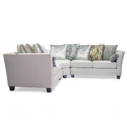 Marco Sofa Corner Silver Grey Fabric W/12 Cushions