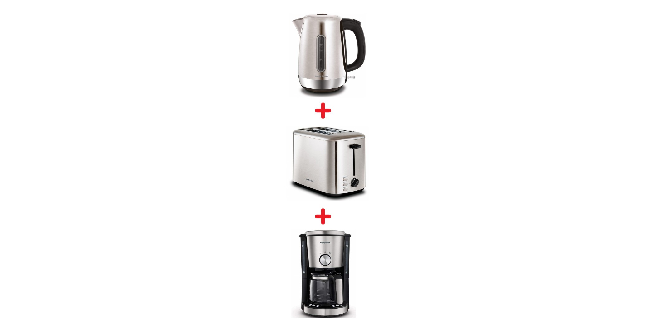 Morphy Richards 1.7L Kettle + Morphy Richards Brushed Equip 2 Slice