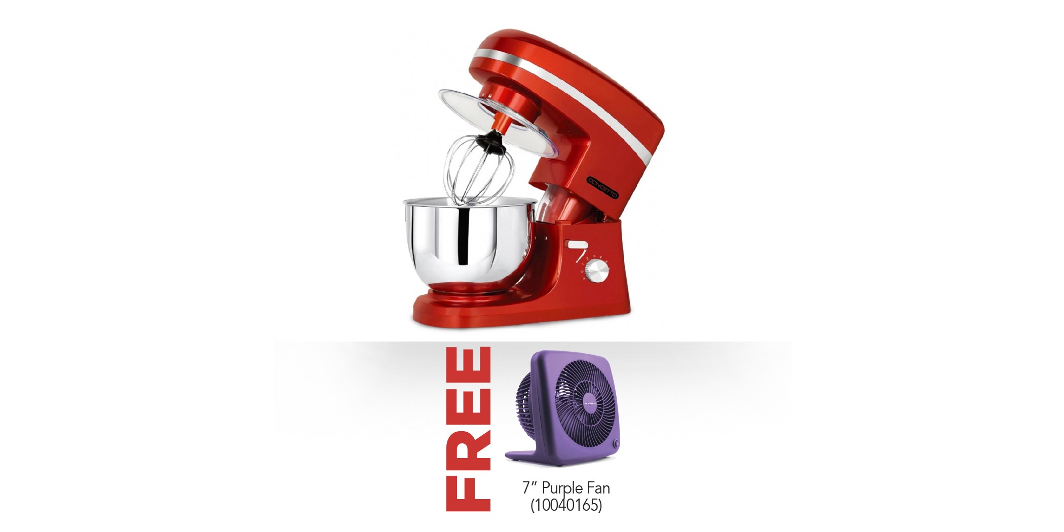 Concetto CEM83 5.2L Red Stand Mixer & Free Air Monster 15827 7" Purple