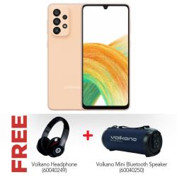 Samsung Galaxy A33 Orange & Free Volkano Headphone + Volkano Bluetooth Speaker
