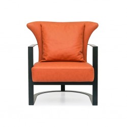 Tunis Armchair Leather Gel Paprika Colour