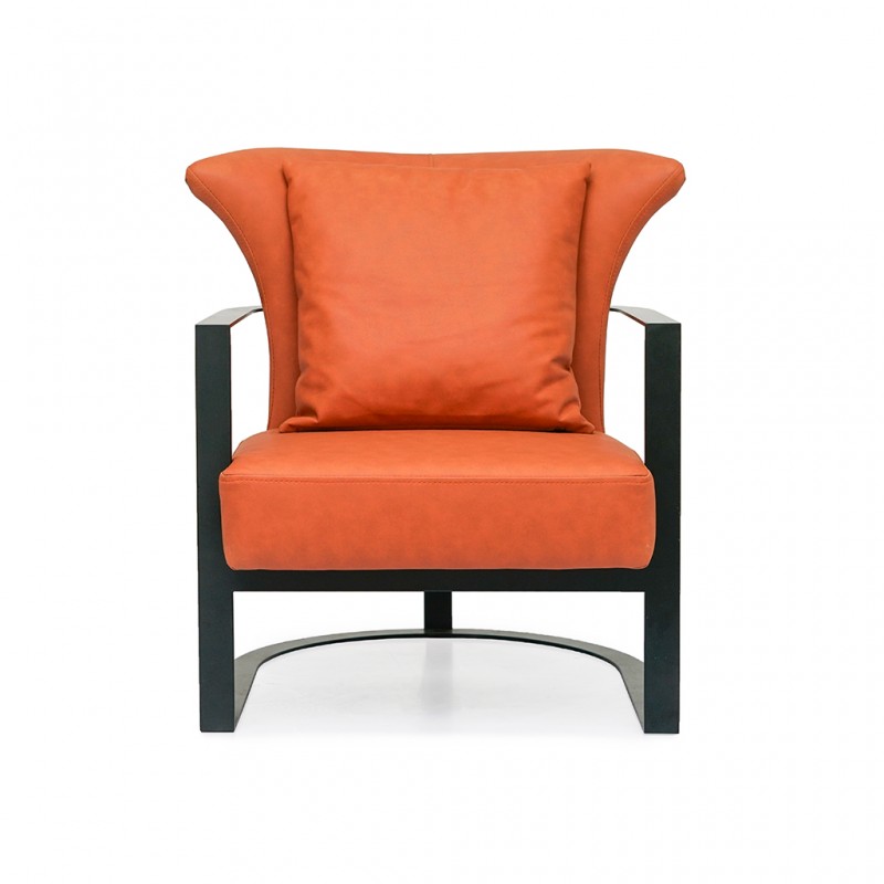 Tunis Armchair Leather Gel Paprika Colour