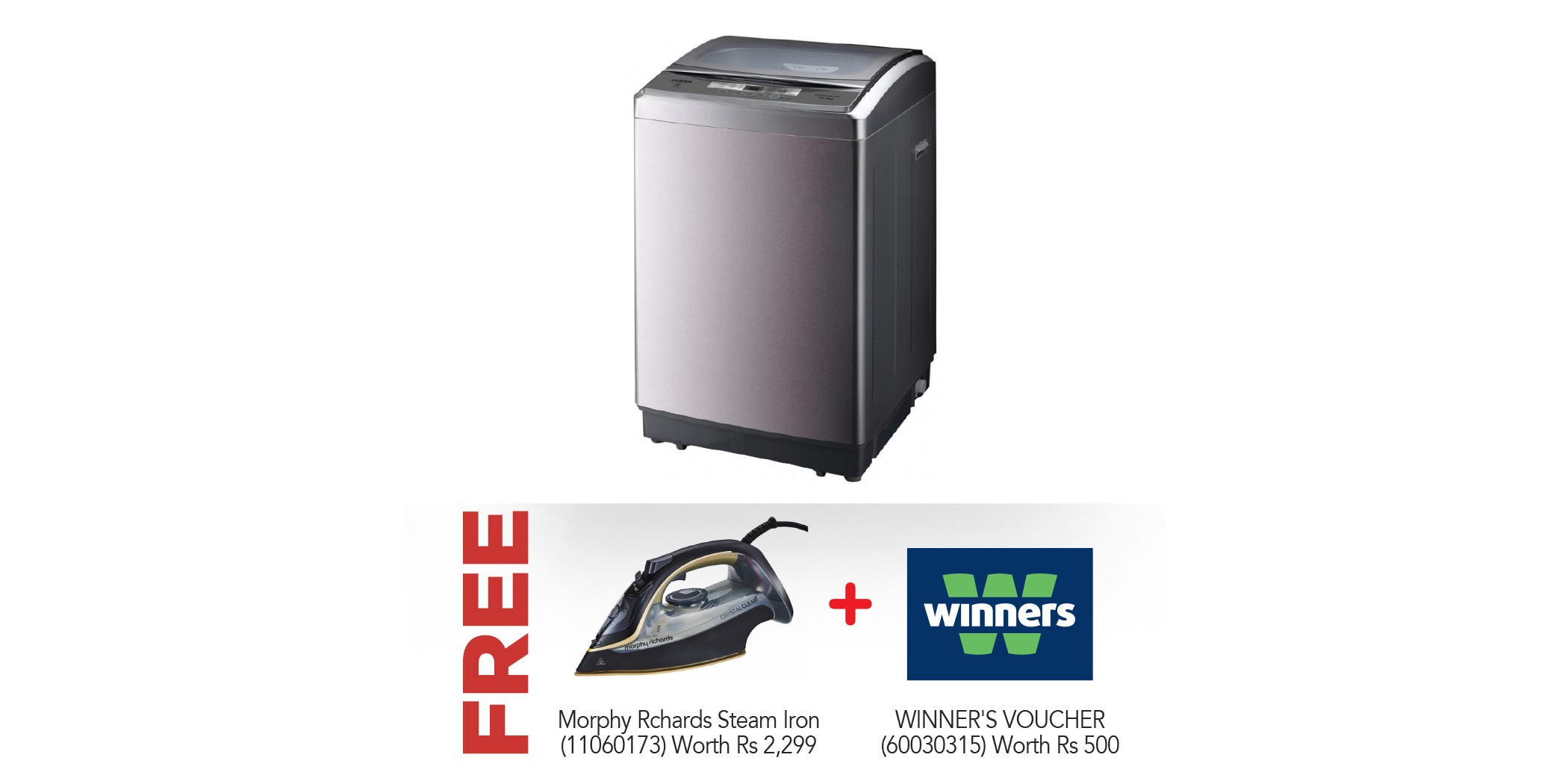 Ocean OTLN 1510P Washing Machine & Free Morphy Richards 300302/EER