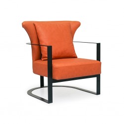 Tunis Armchair Leather Gel Paprika Colour