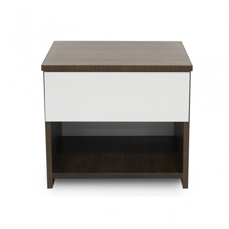 Levitas Night Table Dark Brown & White