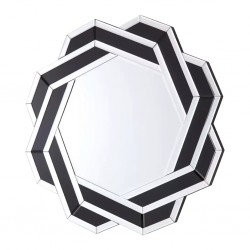 Wall Mirror Round Diameter 90 cm MDF - Silver & Black Finish JC-MN6205