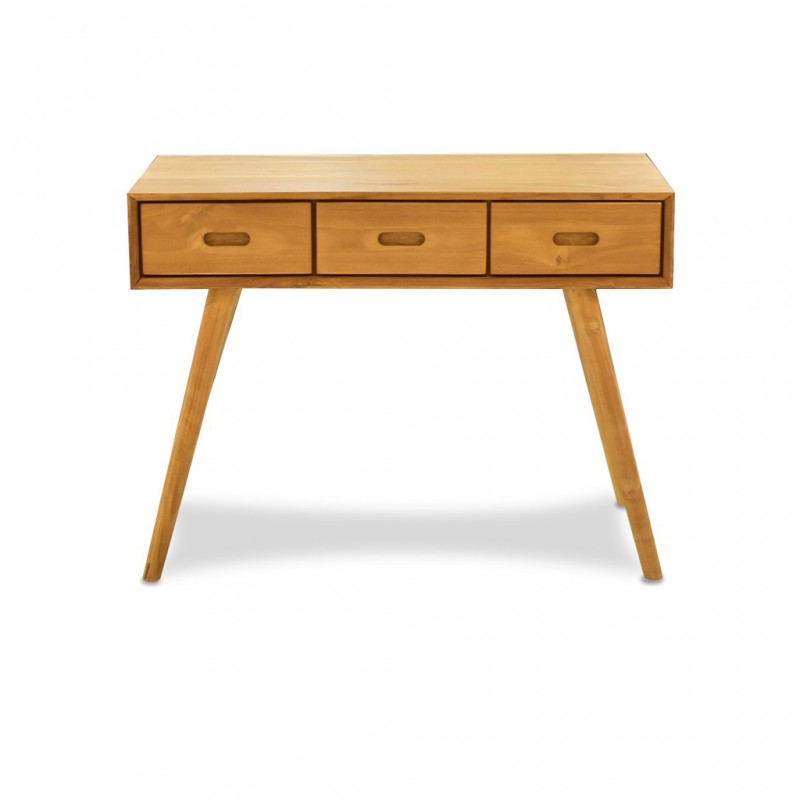 Ingrid Console Table With 3 Drawers In Teak Ingrid Console Table With 3 Drawers In Teak