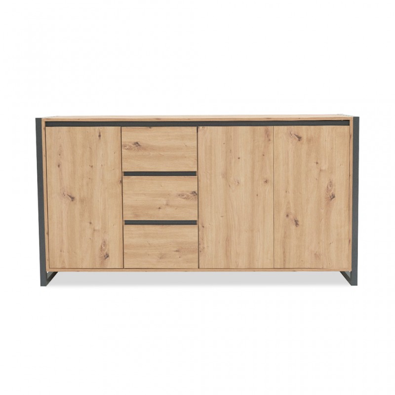 Denver Sideboard 3 Doors & 3 Drawers Artisan Oak/Anthracite Color Denver Sideboard 3 Doors & 3 Drawers Artisan Oak/Anthracite Color