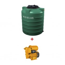 Resiglas 1000 Lts Polychrome Type C Water Tank Mint Green + Ingco VPA3708 Water Pump