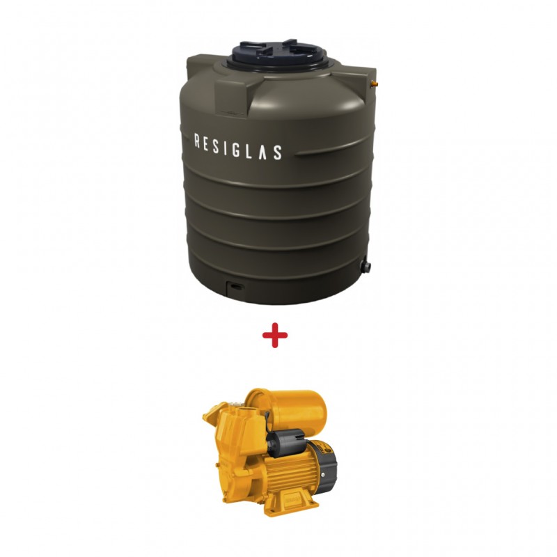 Resiglas 750 Lts Polychrome Water Tank Khaki + Ingco VPA3708 Water Pump Resiglas 750 Lts Polychrome Water Tank Khaki + Ingco VPA3708 Water Pump