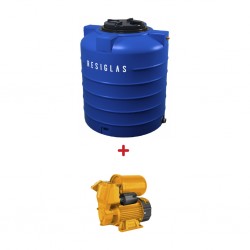 Resiglas 750 Lts Polychrome Water Tank Ocean Blue + Ingco VPA3708 Water Pump