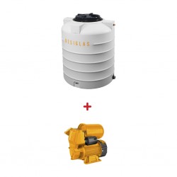 Resiglas 1000 Lts Polychrome Type C Water Tank White Snow + Ingco VPA3708 Water Pump