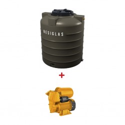 Resiglas 500 Lts Polychrome Water Tank Khaki + Ingco VPA3708 Water Pump