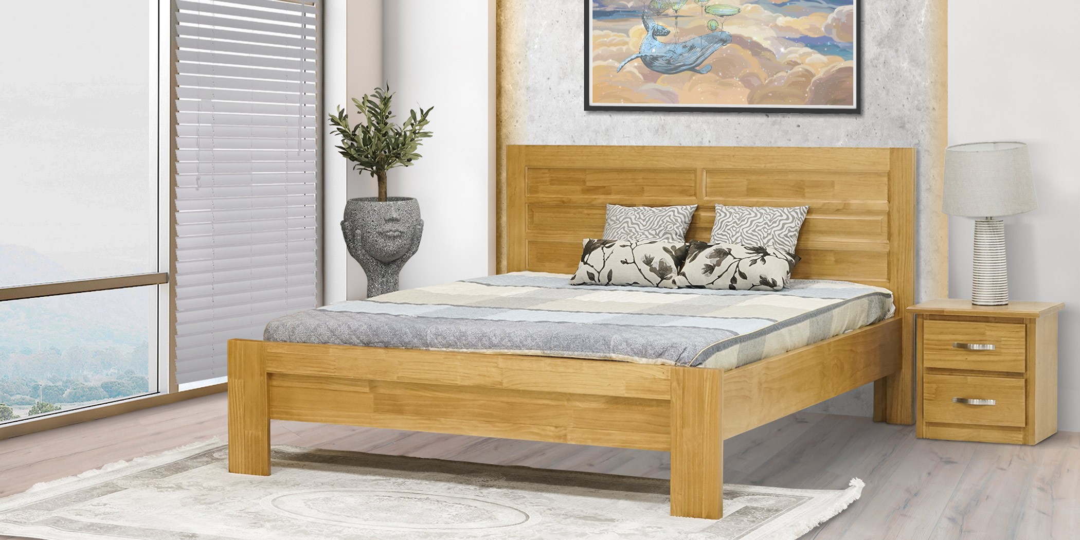 Aetna Bed 150x190 cm Pine Wood