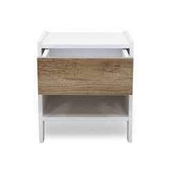 Arte Bed Side Table In Melamine MDF Wash Oak & White