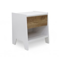 Arte Bed Side Table In Melamine MDF Wash Oak & White