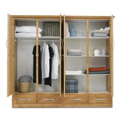 Aetna Wardrobe 4 Doors Pine Wood