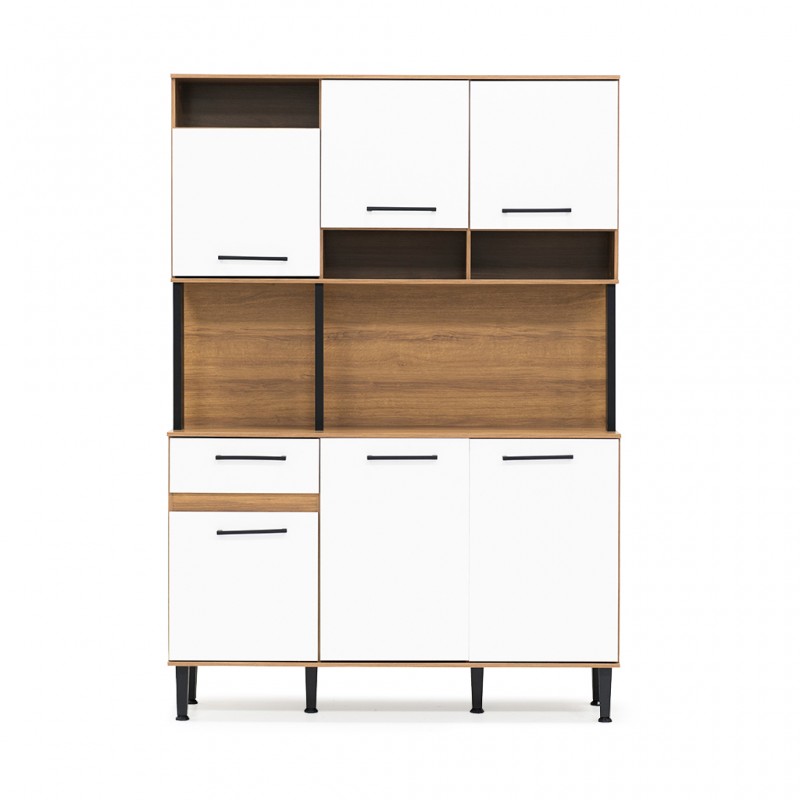 Coquina Kitchen Cabinet Dakar/White 6 Drs & 1 Drawer