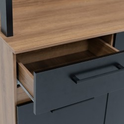 Hestinna Kitchen Cabinet Dakar/Black 4 Drs & 1 Drawer