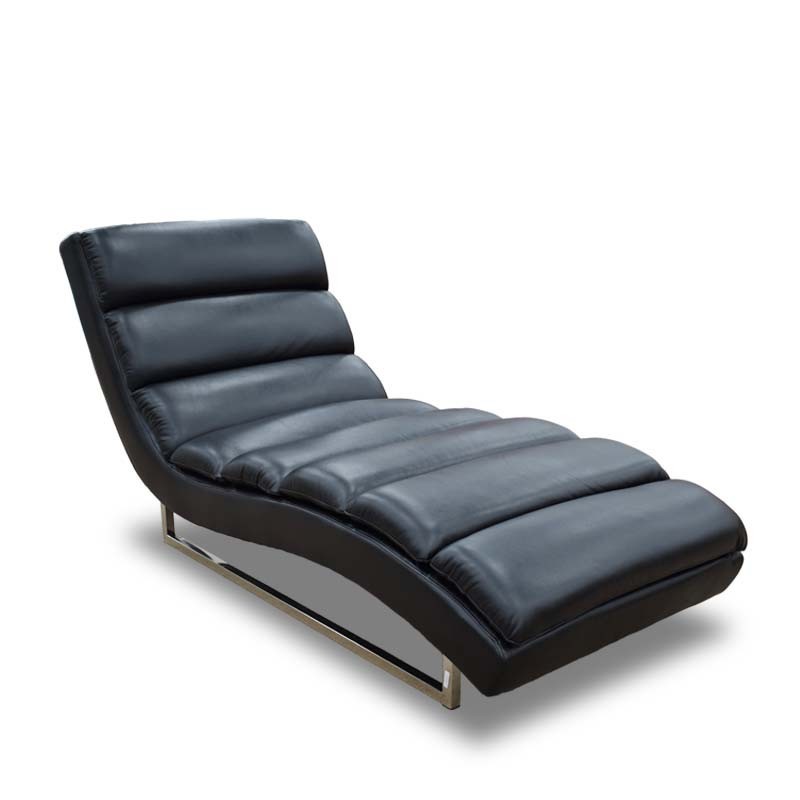 Russo Chaise Black Leather Gel