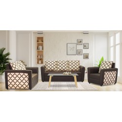 Olwen 3+2+1 Brown W/Pattern Beige/Brown Fabric