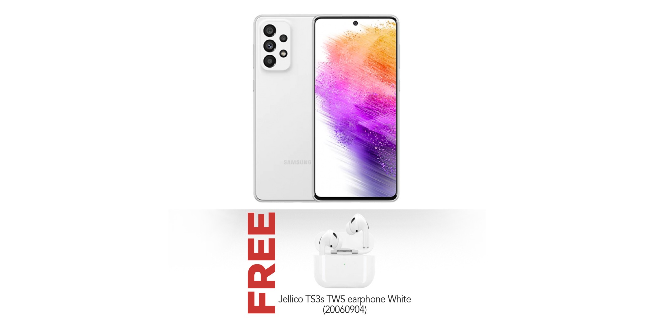 Samsung Galaxy A73 White & Free Jellico TS3s TWS earphone White