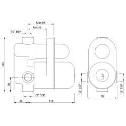 ALD In Wall Body of Single Lever Hi Flow Diverter