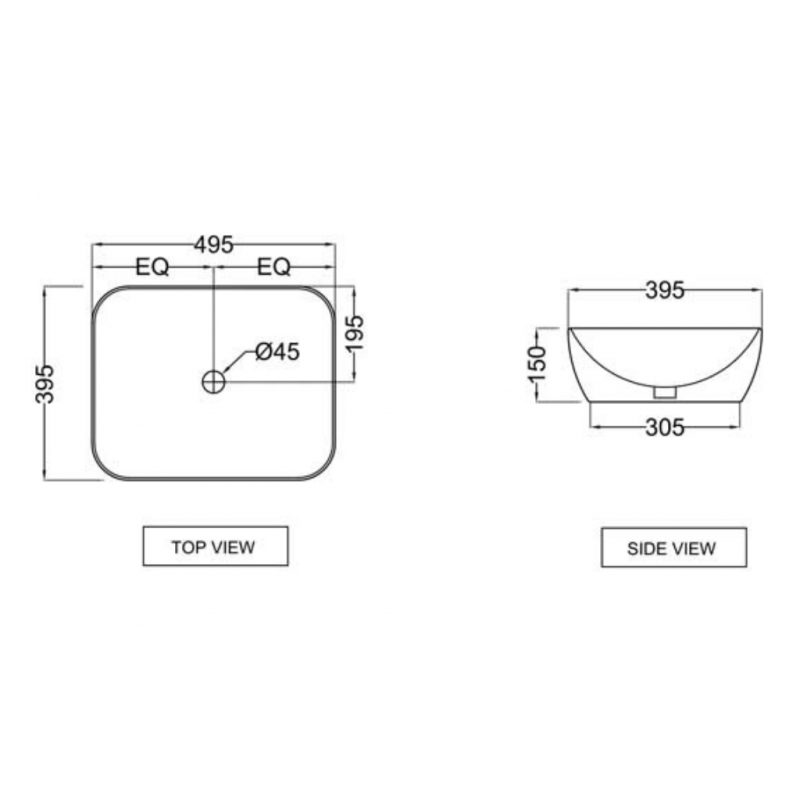 Jaquar JDR Thin Rim Table Top Basin White JDSWHT25909