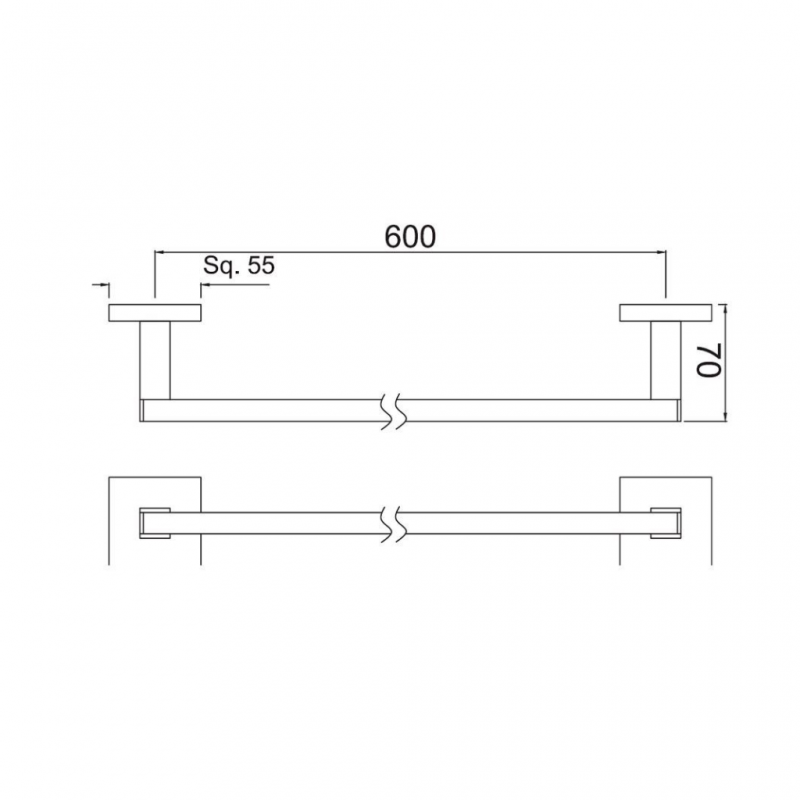 Jaquar Kubix Single Towel Rail 600mm Long AKPCHR35711PS