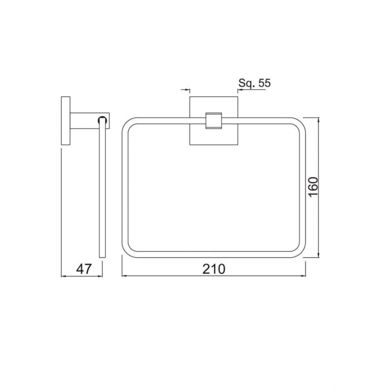 Jaquar Kubix Towel Ring Square AKPCHR35721P