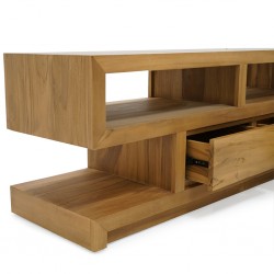 Silvia Low TV Cabinet With 3 Drawers In Teak