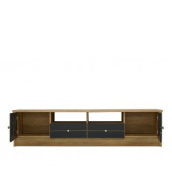 Fiona Low TV Cabinet 2 Drs & 2 Drws S.Oak/ D.Grey