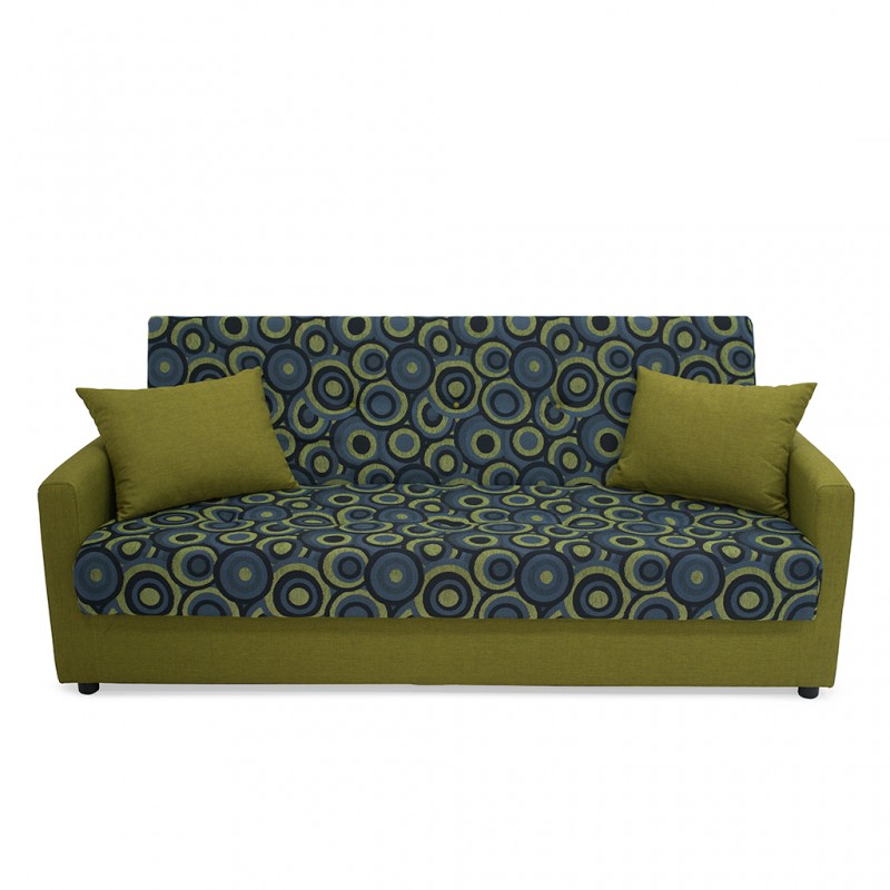 Amy Sofa Bed Mustard/Blue Polyester Fabric Amy Sofa Bed Mustard/Blue Polyester Fabric