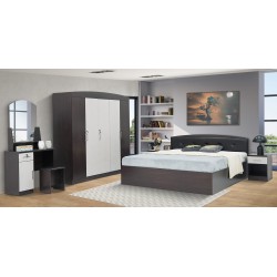 Keila Bedroom Set 180x200 cm Walnut & Linen