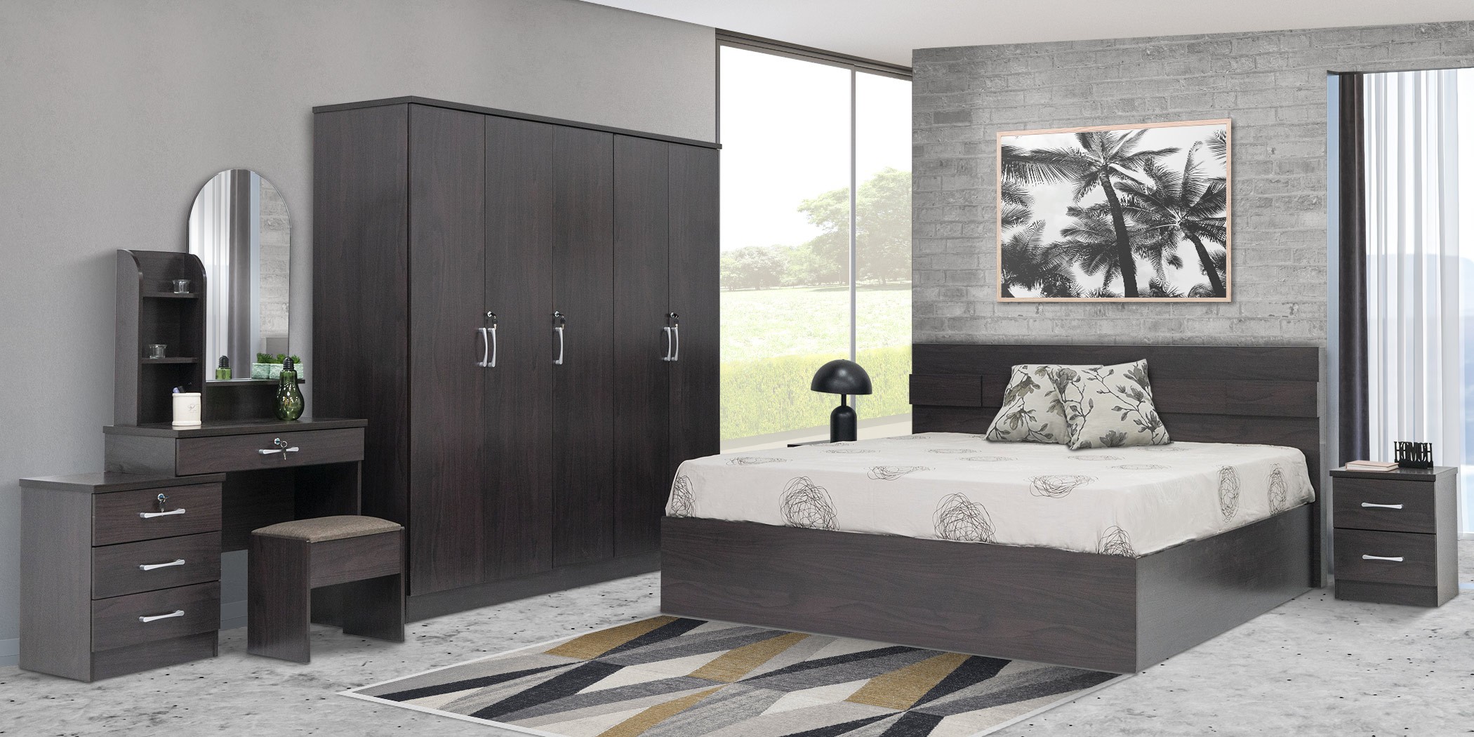 Hilda Bedroom Set 180x200 cm Chocolate