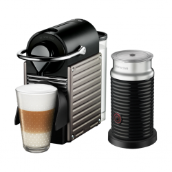 Nespresso Pixie Titan C60 + Black Aero Milk Coffee Machine 2YW - 10090369