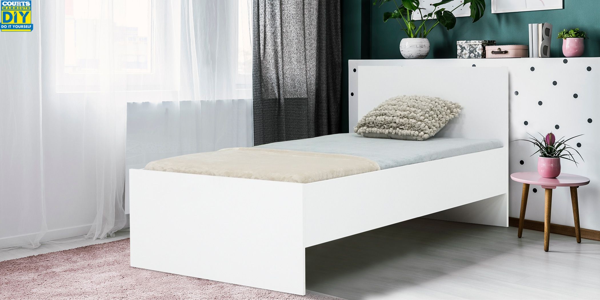 White Single Bed Frame 90x190 cm White Single Bed Frame 90x190 cm