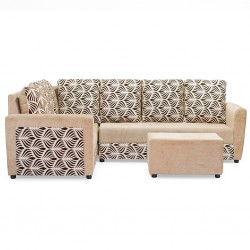 Olwen Corner LHF 3S+RHF 2S+Ottoman Beige W/Brown