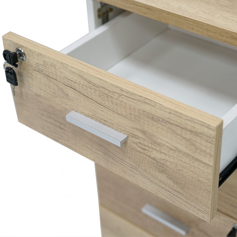 Stellar Flannel Office Desk Light Oak & White