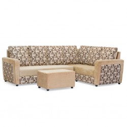 Olwen Corner LHF 3S+RHF 2S+Ottoman Beige W/Brown