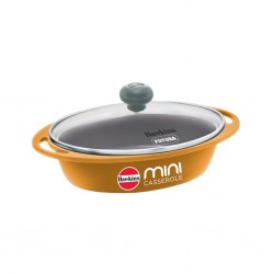Hawkins DCY75G 0.75L Die Cast Yellow Mini Casserole Non Stick With Glass Lid